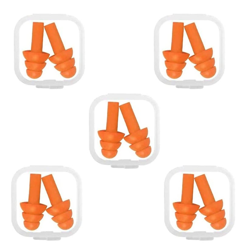 5 Pairs Reusable Silicone Ear Plugs, Noise Cancelling Ear Plugs, Waterproof Swimming EarPlugs, Snoring Sleeping Earplugs, Comfortable Hypoallergenic Material Earplugs for Work, Studying, Noisy Places